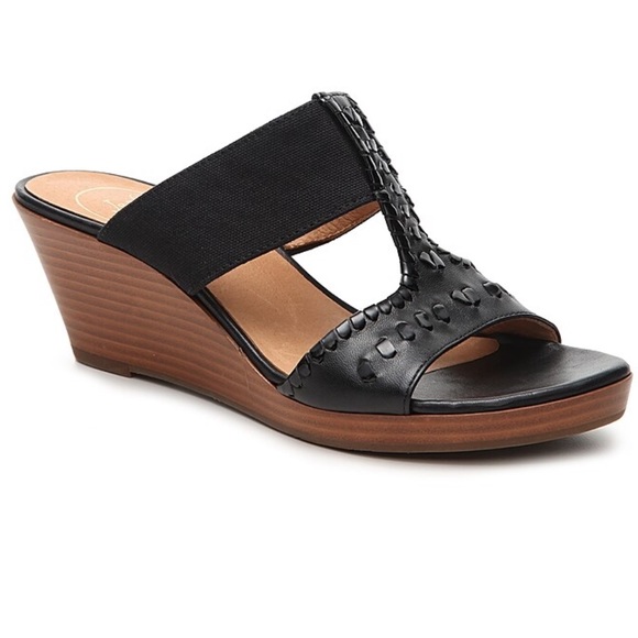 Jack Rogers Nora Wedge Sandal Black 7.5